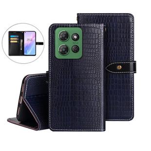 For Motorola Moto G Power 2025 idewei Crocodile Texture Leather Phone Case(Dark Blue)