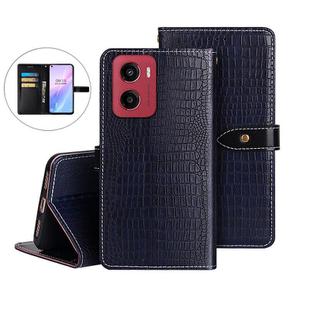 For Motorola Moto G05 idewei Crocodile Texture Leather Phone Case(Dark Blue)