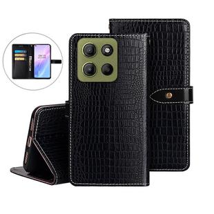 For Motorola Moto G15 Power idewei Crocodile Texture Leather Phone Case(Black)