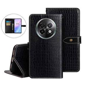 For Realme 13+ 5G idewei Crocodile Texture Leather Phone Case(Black)