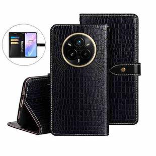 For Realme 14 Pro+ 5G idewei Crocodile Texture Leather Phone Case(Black)