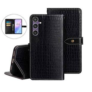 For Samsung Galaxy S24 FE 5G idewei Crocodile Texture Leather Phone Case(Black)