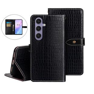 For Samsung Galaxy S25+ 5G idewei Crocodile Texture Leather Phone Case(Black)