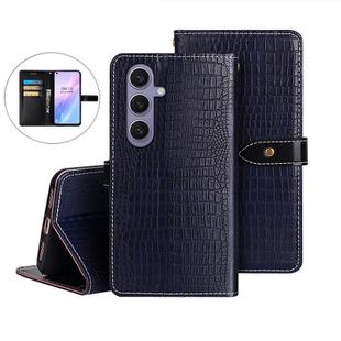 For Samsung Galaxy S25+ 5G idewei Crocodile Texture Leather Phone Case(Dark Blue)