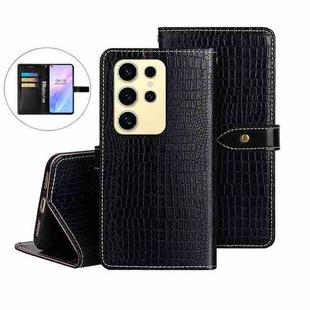 For Samsung Galaxy S25 Ultra 5G idewei Crocodile Texture Leather Phone Case(Black)