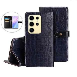 For Samsung Galaxy S25 Ultra 5G idewei Crocodile Texture Leather Phone Case(Dark Blue)