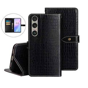 For Sony Xperia 1 VI idewei Crocodile Texture Leather Phone Case(Black)