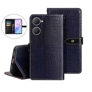 For vivo Y03 4G Global idewei Crocodile Texture Leather Phone Case(Dark Blue)