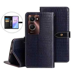 For vivo Y28s 5G idewei Crocodile Texture Leather Phone Case(Dark Blue)