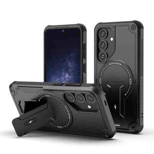 For Samsung Galaxy S24 5G / S25 5G Armor MagSafe Holder PC Hybrid TPU Phone Case(Black)