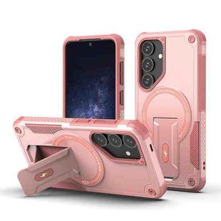 For Samsung Galaxy S24+ 5G / S25+ 5G Armor MagSafe Holder PC Hybrid TPU Phone Case(Pink)