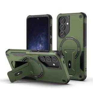 For Samsung Galaxy S24+ 5G / S25+ 5G Armor MagSafe Holder PC Hybrid TPU Phone Case(Army Green)