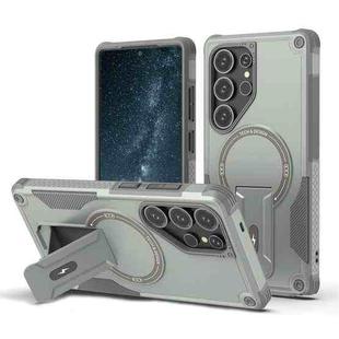 For Samsung Galaxy S24 Ultra 5G Armor MagSafe Holder PC Hybrid TPU Phone Case(Grey)