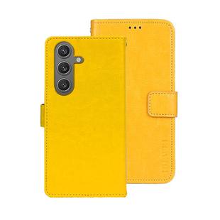 For Samsung Galaxy S25 5G idewei Crazy Horse Texture Leather Phone Case(Yellow)