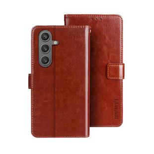 For Samsung Galaxy S25 5G idewei Crazy Horse Texture Leather Phone Case(Brown)