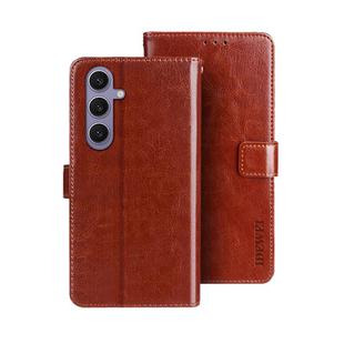 For Samsung Galaxy S25+ 5G idewei Crazy Horse Texture Leather Phone Case(Brown)