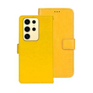 For Samsung Galaxy S25 Ultra 5G idewei Crazy Horse Texture Leather Phone Case(Yellow)