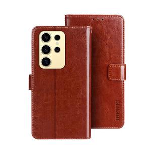 For Samsung Galaxy S25 Ultra 5G idewei Crazy Horse Texture Leather Phone Case(Brown)
