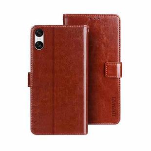 For Sony Xperia 10 VI idewei Crazy Horse Texture Leather Phone Case(Brown)