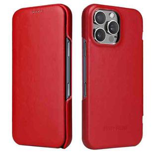 For iPhone 16 Pro Max Fierre Shann Top Layer Cowhide Business Magnetic Leather Phone Case(Red)