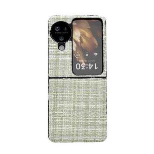 For OPPO Find N3 Flip Plaid Fabric PC Protective Phone Case(Green)