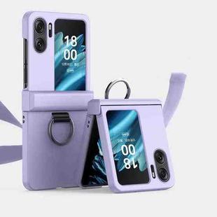 For OPPO Find N2 Flip Ultra-thin Skin Feel Ring Phone Case with Hinge(Purple)