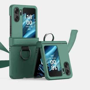 For OPPO Find N2 Flip Ultra-thin Skin Feel Ring Phone Case with Hinge(Green)