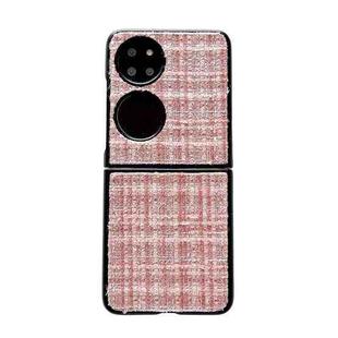 For Huawei P50 Pocket Plaid Fabric PC Protective Phone Case(Pink)