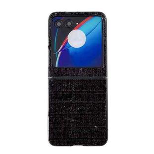 For Motorola Razr 40 Ultra Plaid Fabric PC Protective Phone Case(Black)