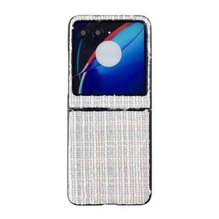 For Motorola Razr 40 Ultra Plaid Fabric PC Protective Phone Case(White)