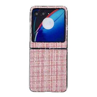 For Motorola Razr 40 Ultra Plaid Fabric PC Protective Phone Case(Pink)