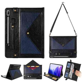 For Samsung Galaxy Tab S8+ / Tab S8 Plus /  Tab S7 FE / Tab S7+ T970 / T975 / T976 Envelope Color Matching Horizontal Flip PU Leather Case with Card Slots & Pen Slots & Holder & Wallet & Photo Frame & Shoulder Strap(Dark Blue)