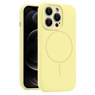 For iPhone 12 Pro Fine Hole Liquid Silicone MagSafe Phone Case(Yellow)