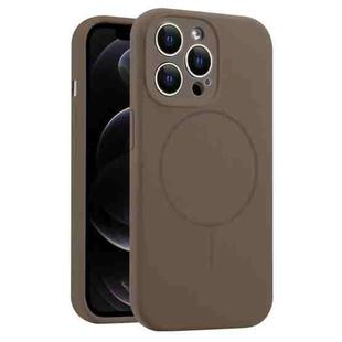 For iPhone 12 Pro Fine Hole Liquid Silicone MagSafe Phone Case(Brown)