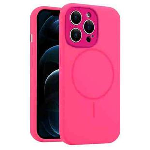 For iPhone 12 Pro Max Fine Hole Liquid Silicone MagSafe Phone Case(Rose Red)