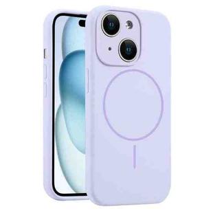 For iPhone 15 Plus Fine Hole Liquid Silicone MagSafe Phone Case(Lilac)