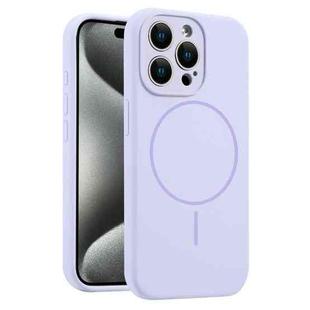 For iPhone 15 Pro Max Fine Hole Liquid Silicone MagSafe Phone Case(Lilac)