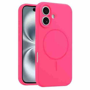 For iPhone 16 Fine Hole Liquid Silicone MagSafe Phone Case(Rose Red)