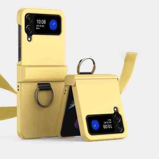 For Samsung Galaxy Z Flip4 5G Ultra-thin Skin Feel Ring Phone Case with Hinge(Yellow)