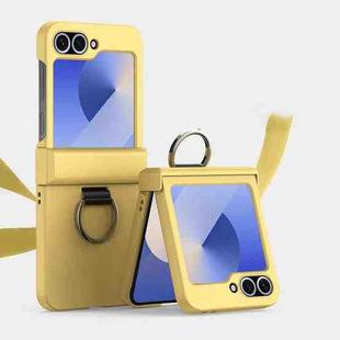 For Samsung Galaxy Z Flip5 5G Ultra-thin Skin Feel Ring Phone Case with Hinge(Yellow)