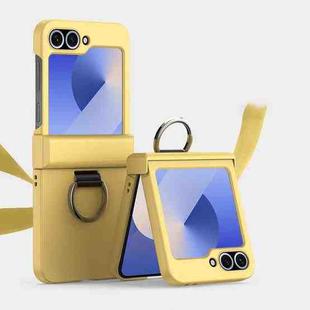 For Samsung Galaxy Z Flip6 5G Ultra-thin Skin Feel Ring Phone Case with Hinge(Yellow)