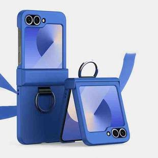 For Samsung Galaxy Z Flip6 5G Ultra-thin Skin Feel Ring Phone Case with Hinge(Klein Blue)