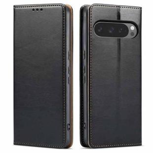 For Google Pixel 9 / 9 Pro Fierre Shann PU Genuine Leather Texture Phone Case(Black)