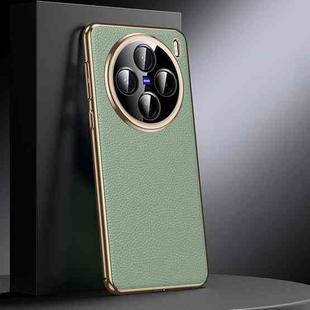 For vivo X200 Genuine Leather PC Phone Case(Green)