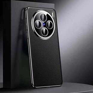 For vivo X200 Genuine Leather PC Phone Case(Black)