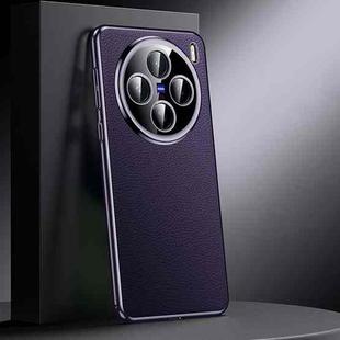 For vivo X200 Genuine Leather PC Phone Case(Dark Purple)