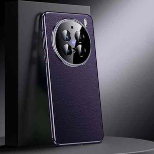 For vivo X200 Pro Genuine Leather PC Phone Case(Dark Purple)