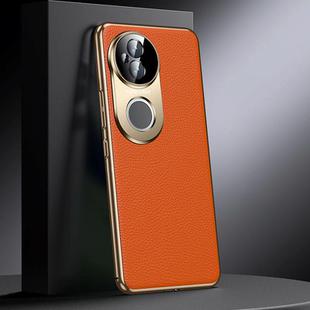 For vivo S20 Genuine Leather PC Phone Case(Orange)