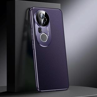 For vivo S20 Pro Genuine Leather PC Phone Case(Dark Purple)