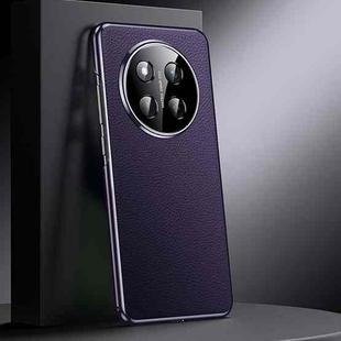 For Honor X60 Pro Genuine Leather PC Phone Case(Dark Purple)